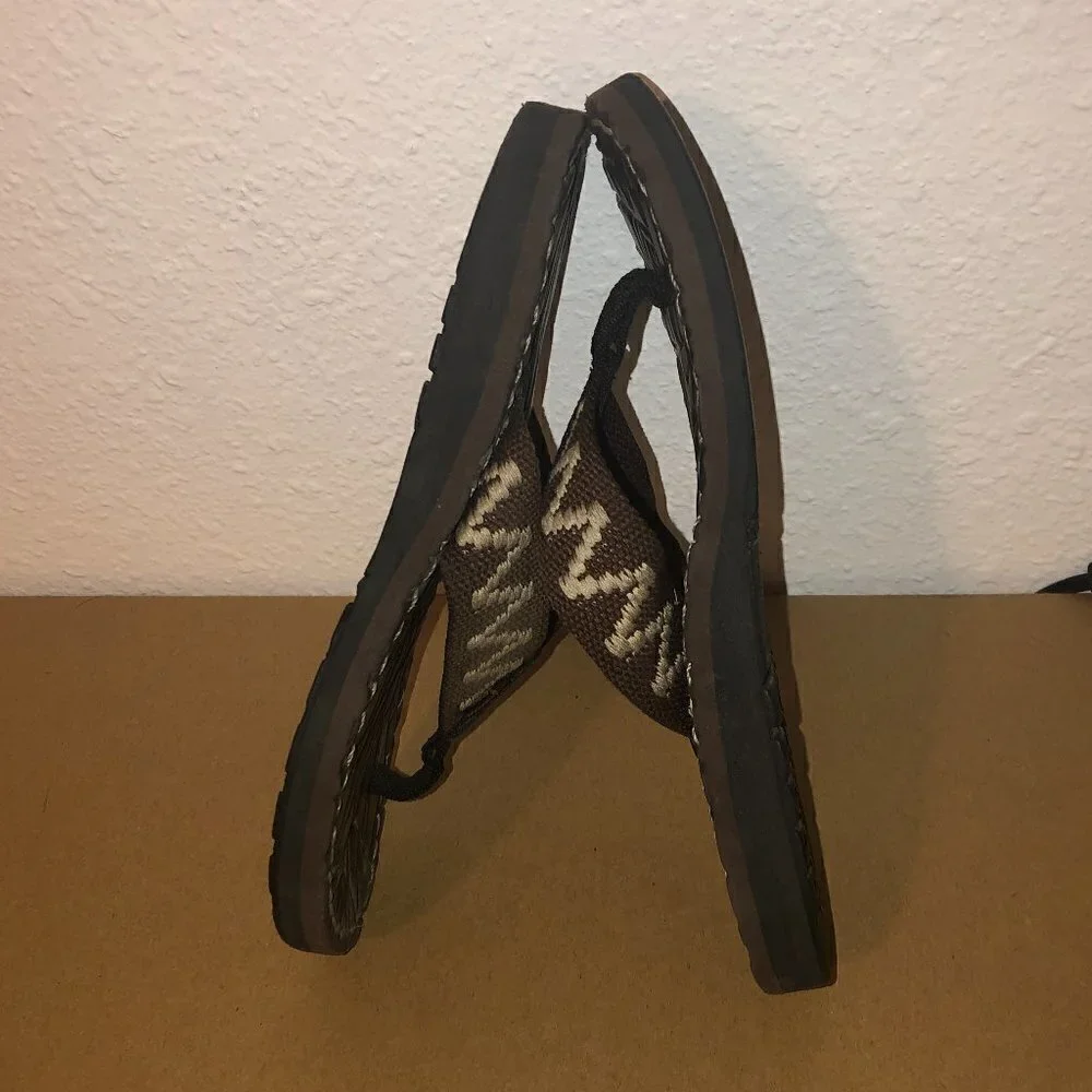 RALPH LAUREN Flip Flop Sandals Men's Size 6 Brown Flag Tag